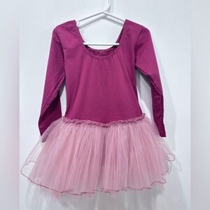 Girls Long Sleeve Tutu Dress w/ Pink Tulle Skirt Snap Closure‎ -See Measurements
